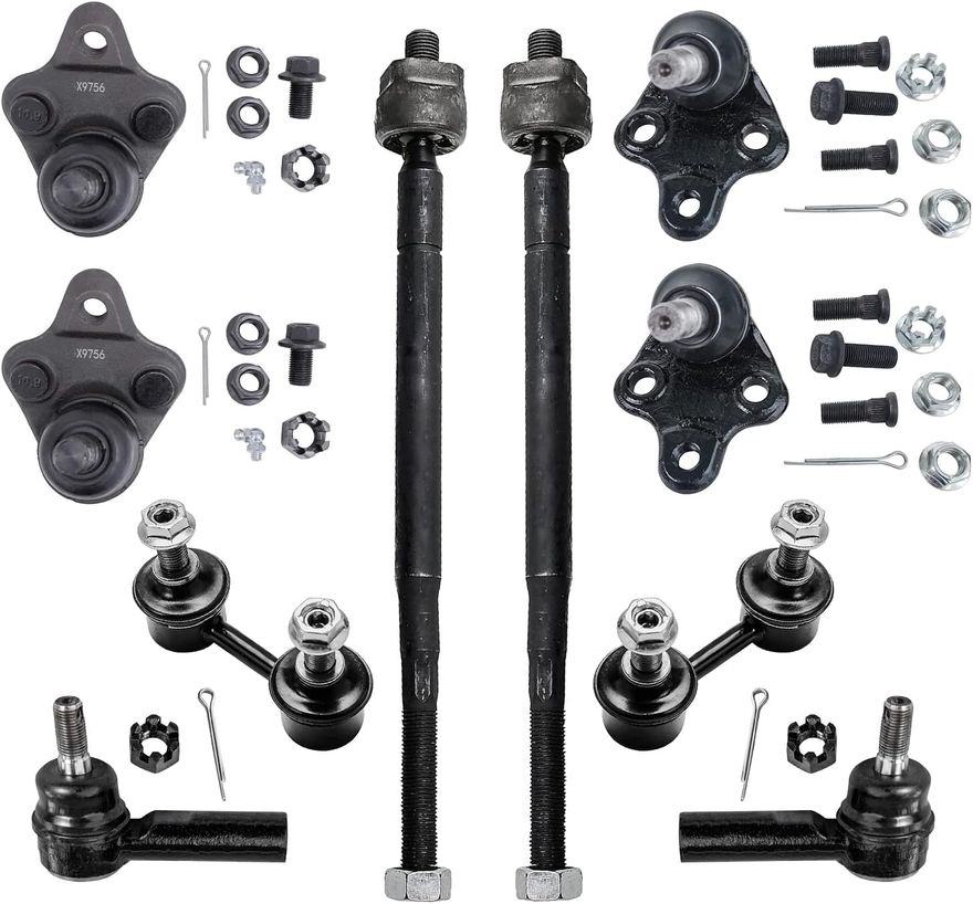 10pc Front Rear Sway Bar Links Tie Rods Lower Ball Joints Suspension Kit