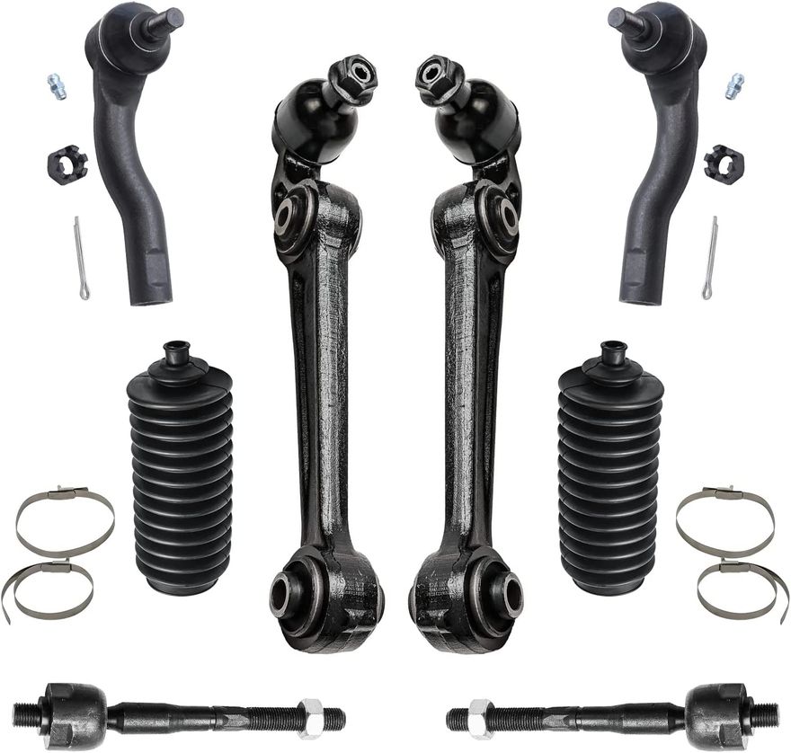 8pc Front Lower Forward Control Arms Tie Rods Suspension Kit