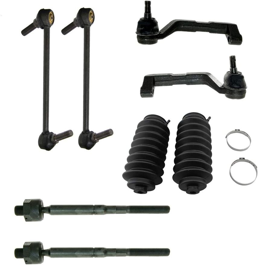 8pc Front Sway Bar Links Tie Rods Boots Suspension Kit