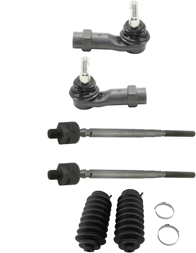 6pc Front Inner Outer Tie Rods Boots Suspension Kit