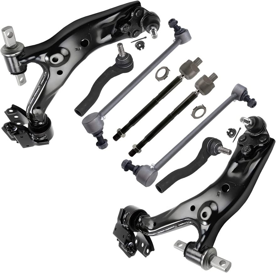 8pc Front Lower Control Arms Tie Rods Sway Bar Links Suspension Kit