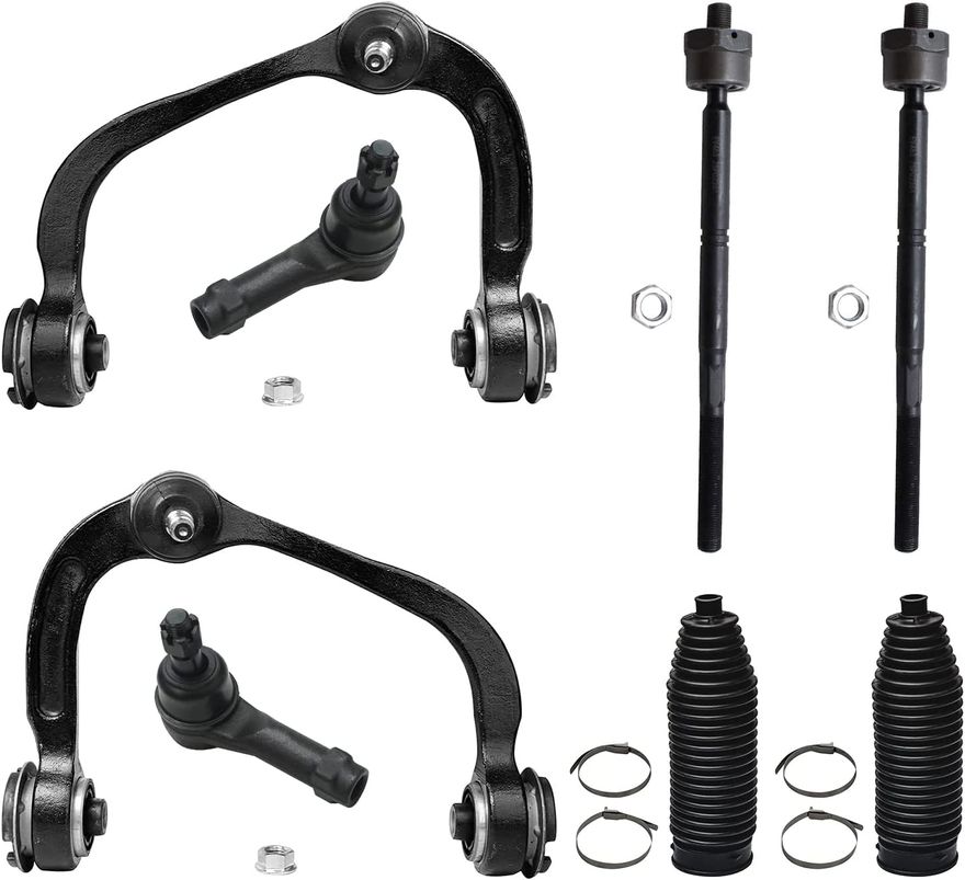 8pc Front Upper Control Arms Inner Outer Tie Rods Suspension Kit