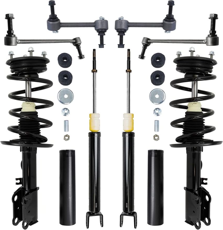 Detroit Axle Complete Suspension Kit For 2010-2017 GMC Terrain - 8pc: Front Struts, Rear Shocks, & Sway Bars