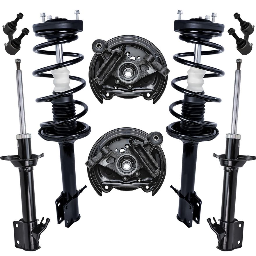 2003 Subaru Forester 8pc Rear Struts Shocks Steering Knuckles and Wheel ...