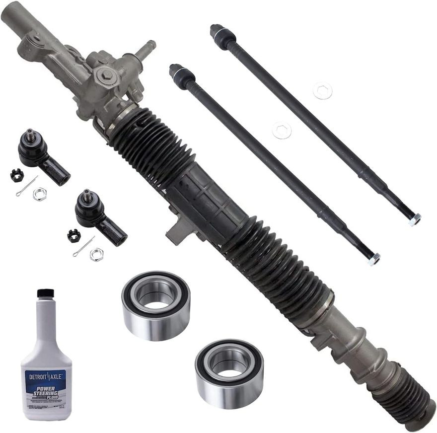 8pc Front Power Steering Rack and Pinion Wheel Bearings Suspension Kit