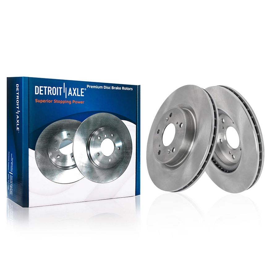 Detroit Axle 10pc Drilled & Slotted Rotors And Ceramic Brake Pads Kit For 2012-2016 Honda CR-V FWD