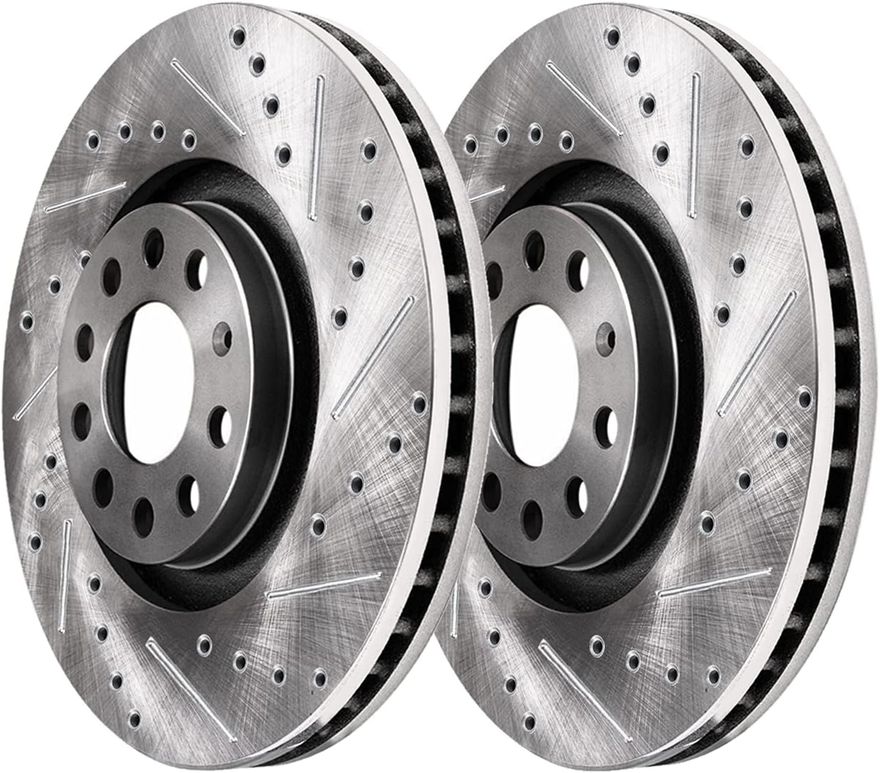 Front Drilled Disc Brake Rotor - S-34303 x2