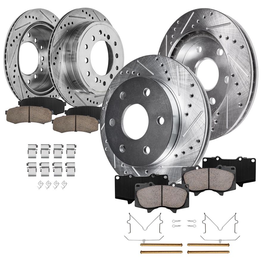 Toyota Runner Pc Front Rear Drilled Slotted Rotors And Ceramic Brake Pads Kit