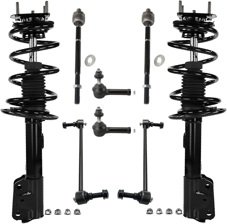 8pc Front Struts Sway Bar Links Tie Rods Suspension Kit