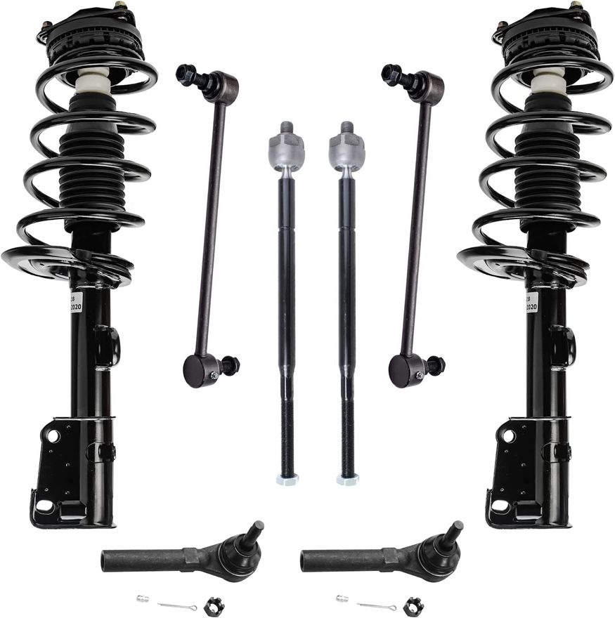 8pc Front Struts Inner Outer Tie Rods Sway Bar Links Suspension Kit