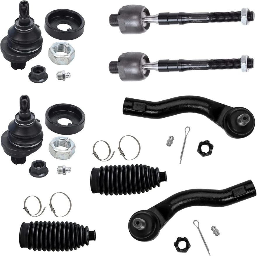 8pc Front Inner Outer Tie Rods Upper Ball Joints Suspension Kit