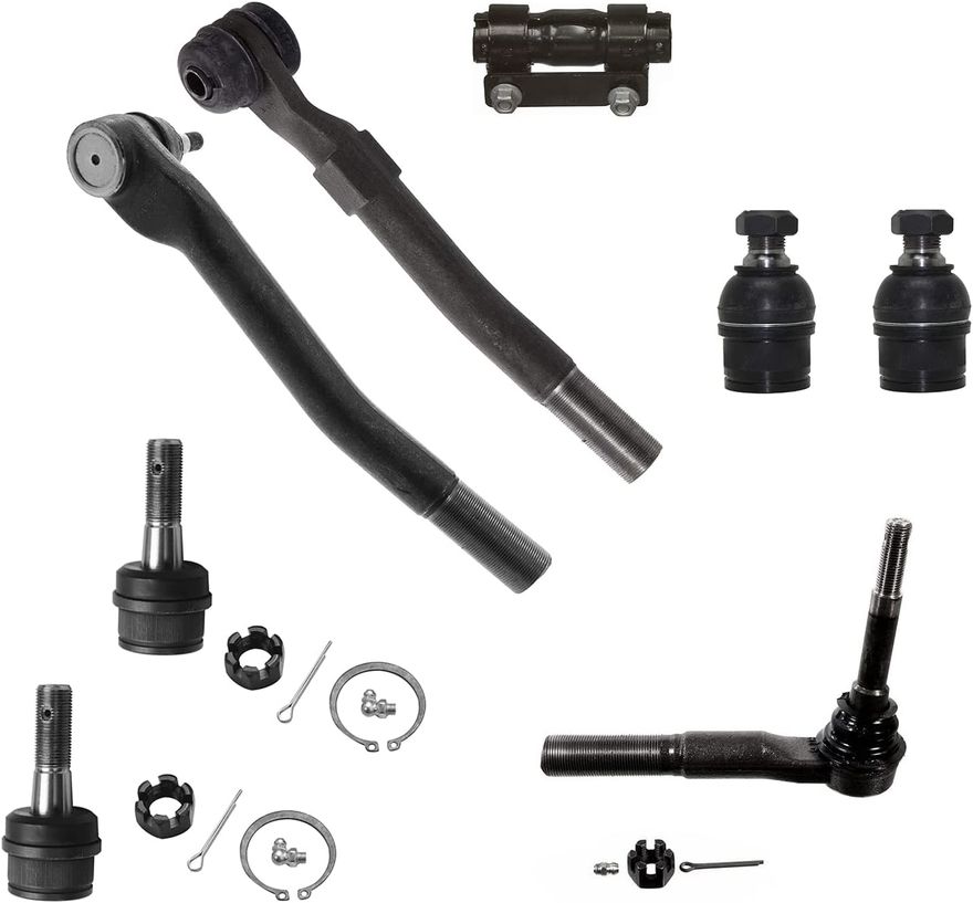 thumbnail interactive-video image 1 of ECCPP 8-Piece Front End Kit: Upper/Lower Ball Joints & Outer Tie Rods For 1995-2004 Toyota Tacoma 4WD (Greasable) 1 of 4