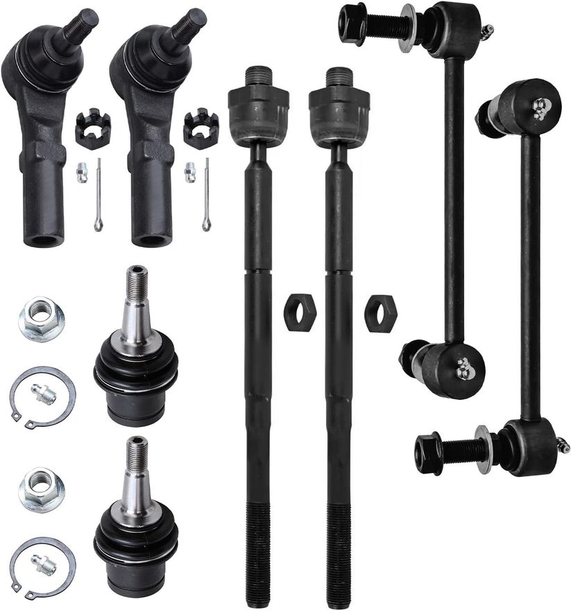 8pc Front Inner Outer Tie Rods Sway Bar Links Lower Ball Joints 