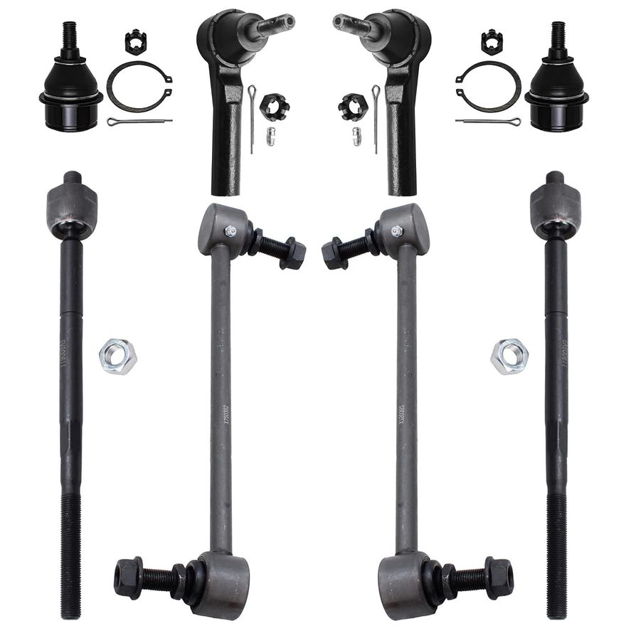 8pc Front Inner Outer Tie Rods Sway Bar Links Lower Ball Joints 