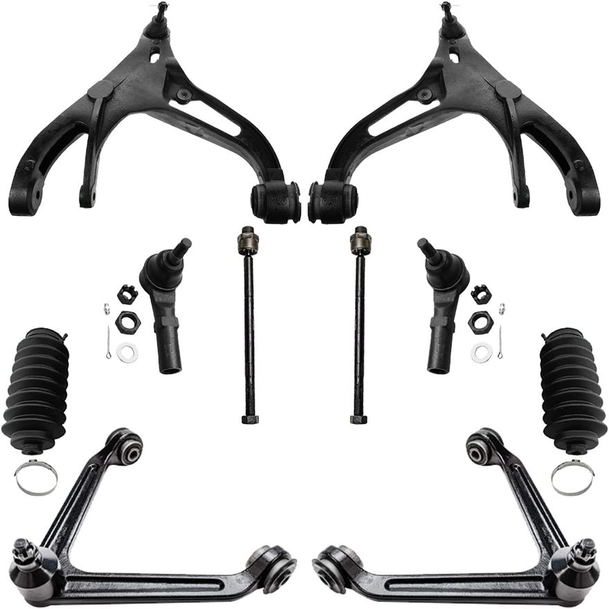 10pc Front Upper Lower Control Arms Tie Rods Suspension Kit