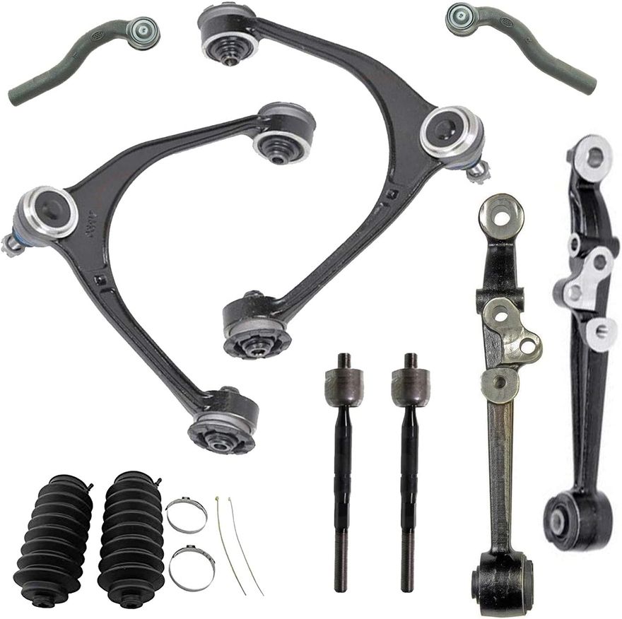 10pc Front Upper Lower Control Arms Tie Rods Suspension Kit