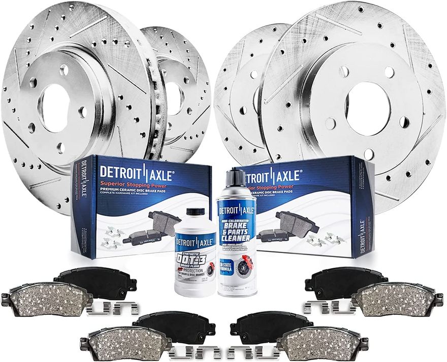 Detroit Axle Drilled & Slotted Brake Rotors – Front & Rear For Chevy Impala, Monte Carlo, Oldsmobile Intrigue