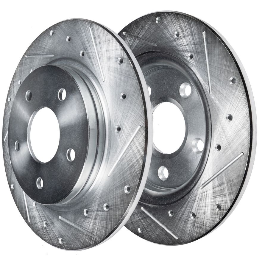 Rear Drilled Brake Rotors - S-55199 x2