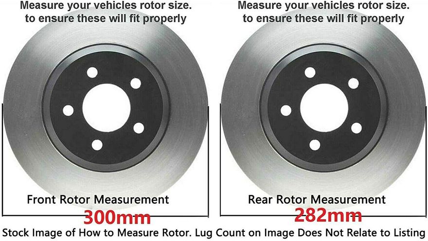 BrakespartsZone Front & Rear 282mm Drilled & Slotted Brake Rotors And Ceramic Pads For Honda Accord 2008-2017