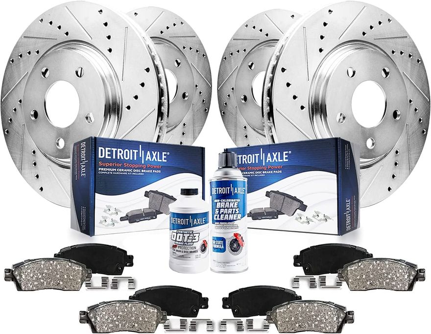 Front & Rear Drilled & Slotted Brake Rotors & Ceramic Pads Kit For Infiniti I30 – 5 Lug, Detroit Axle