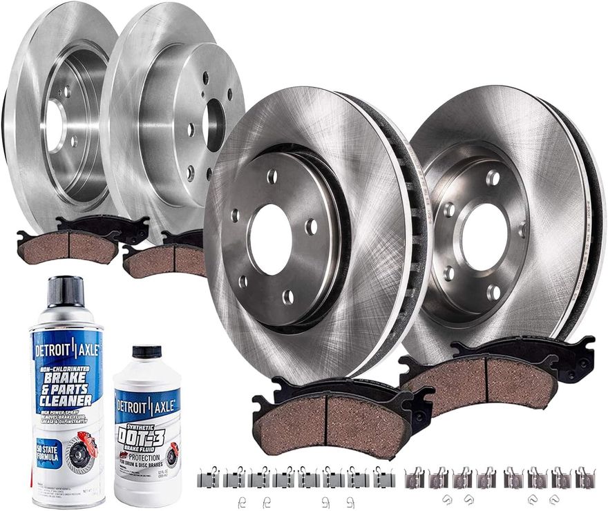 Detroit Axle Front Drilled & Slotted Brake Rotors + Ceramic Pads Kit For Toyota Prius Prime / Corolla