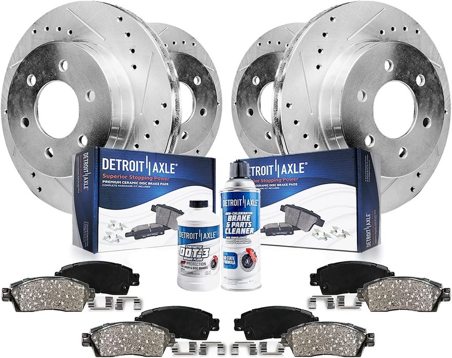 thumbnail image 2 of 10pc Drilled & Slotted Brake Rotors & Ceramic Pads Kit For 2015-2020 Chevy Colorado GMC Canyon 2 of 6