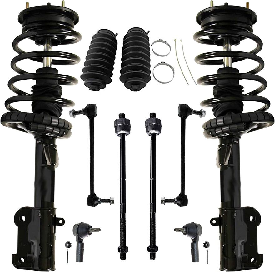 10pc Front Struts Inner Outer Tie Rods Sway Bar Links Suspension Kit