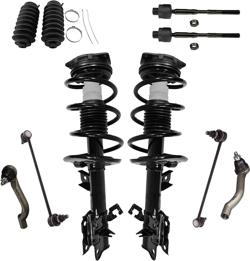 10pc Front Struts Tie Rods Sway Bar Links Suspension Kit