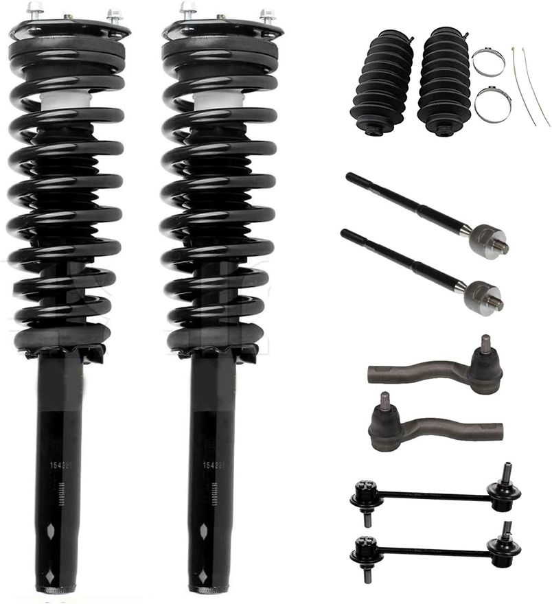 10pc Front Struts Sway Bar Links Tie Rods Suspension Kit