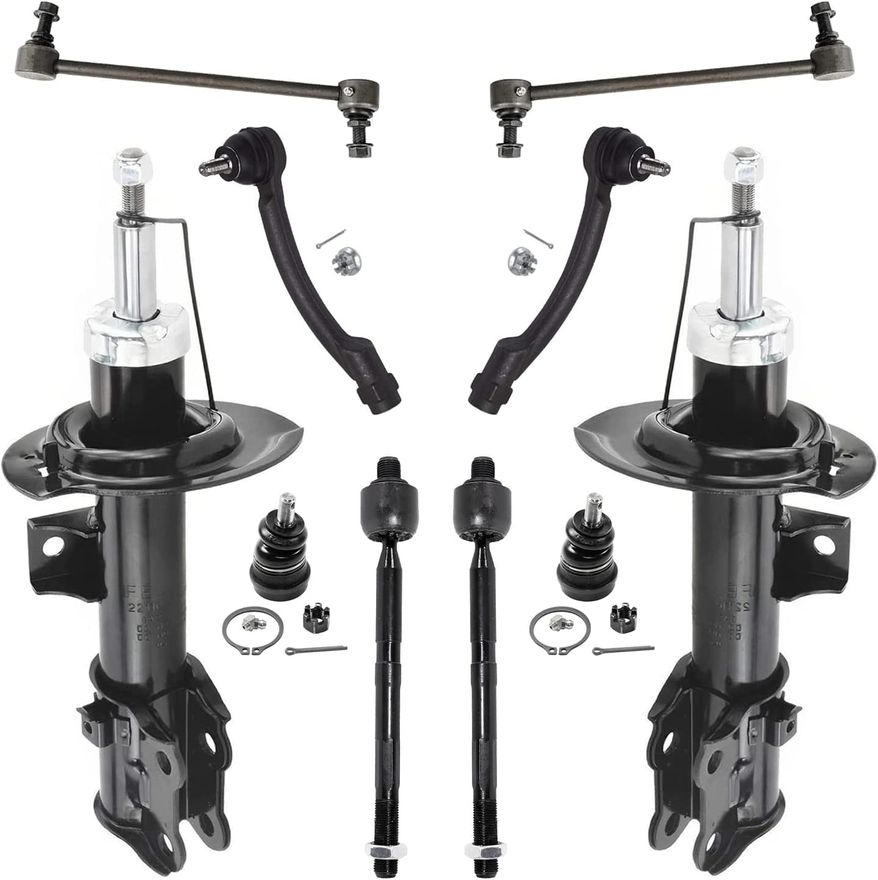 10pc Front Bare Strut Shocks Sway Bar Links Tie Rods Suspension Kit