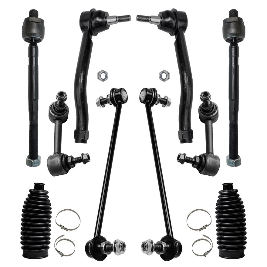 10pc Front & Rear Sway Bar Links Tie Rods Suspension Kit