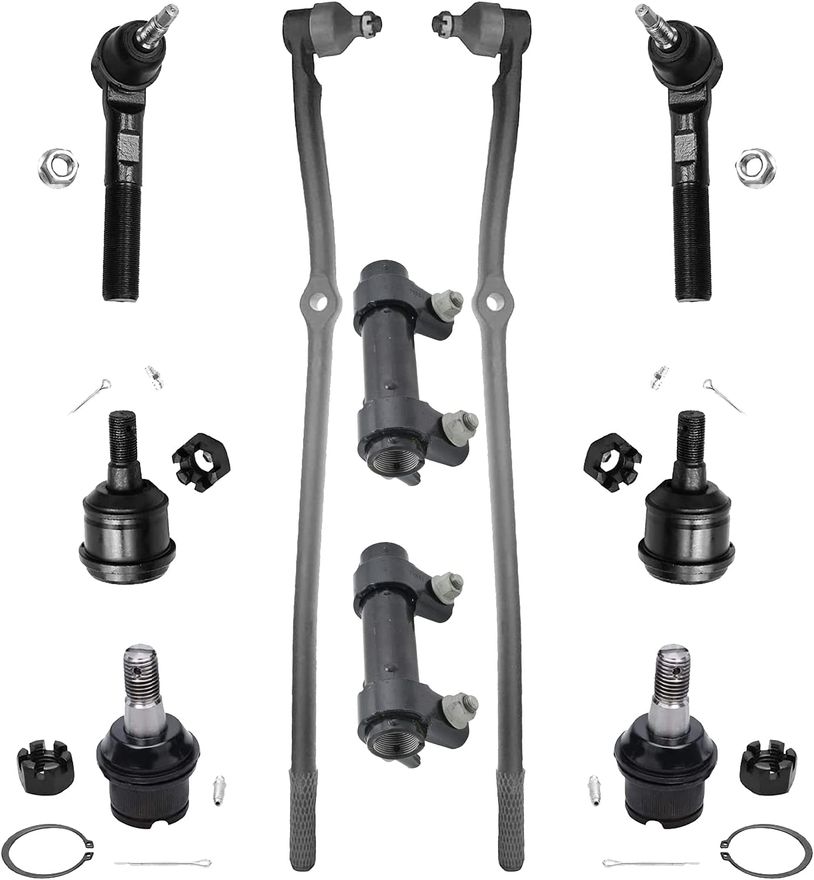 10pc Front Upper Lower Ball Joints Inner Outer Tie Rods Suspension Kit 5681