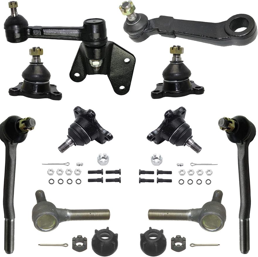 10pc Front Tie Rods Ball Joints Pitman and Idler Arms Suspension Kit