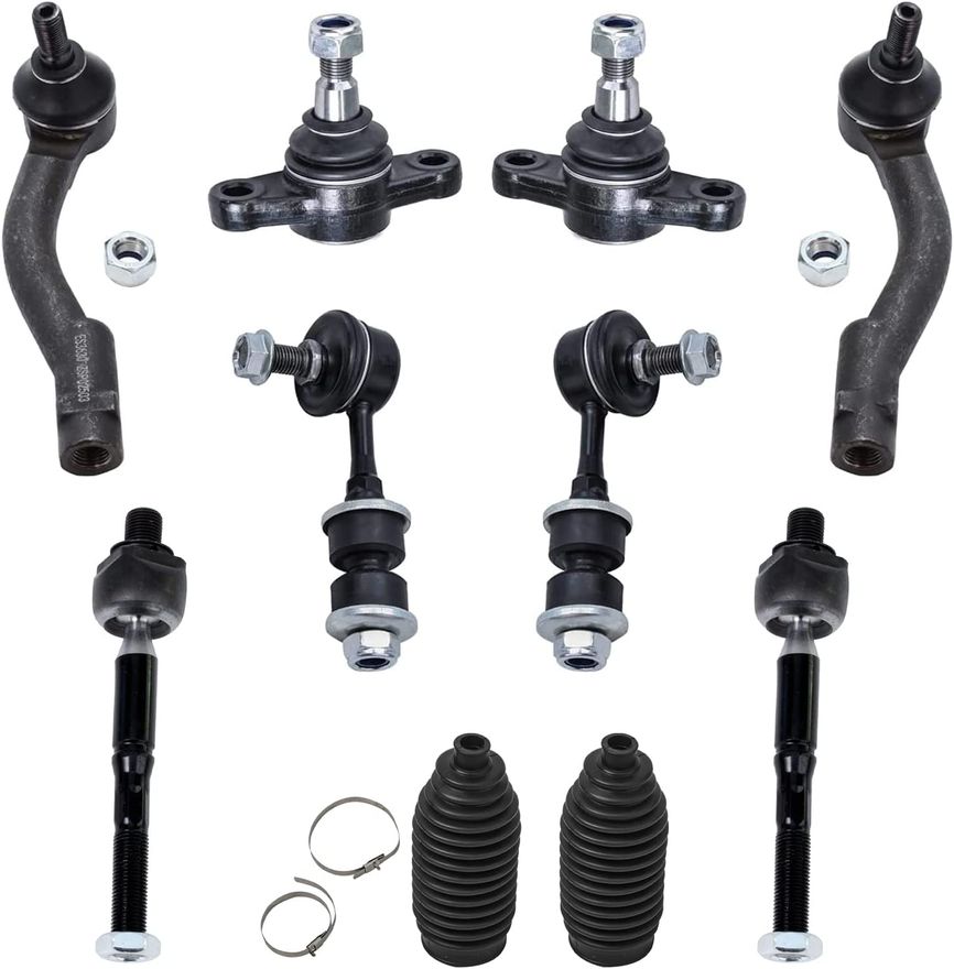 10pc Front Lower Ball Joints Tie Rods Sway Bar Links Suspension Kit