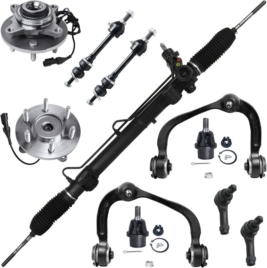 Detroit Axle 5pc Power Steering Rack & Suspension Kit For Kia Sportage 2WD 2005-2009 - Includes Tie Rods, Ball Joints