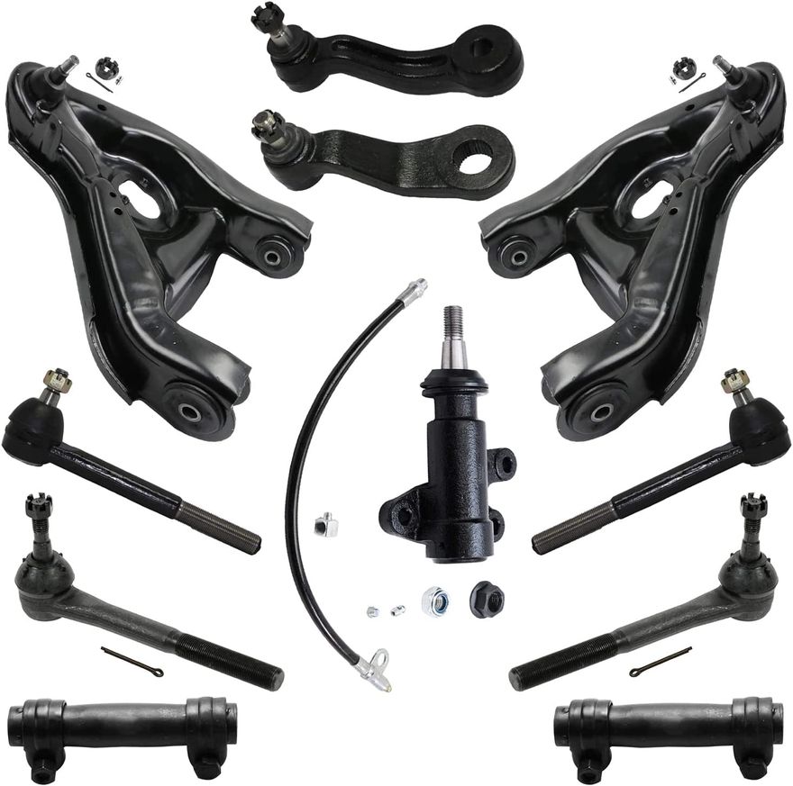 11pc Front Lower Control Arms Tie Rods Adjusting Sleeves Suspension Kit