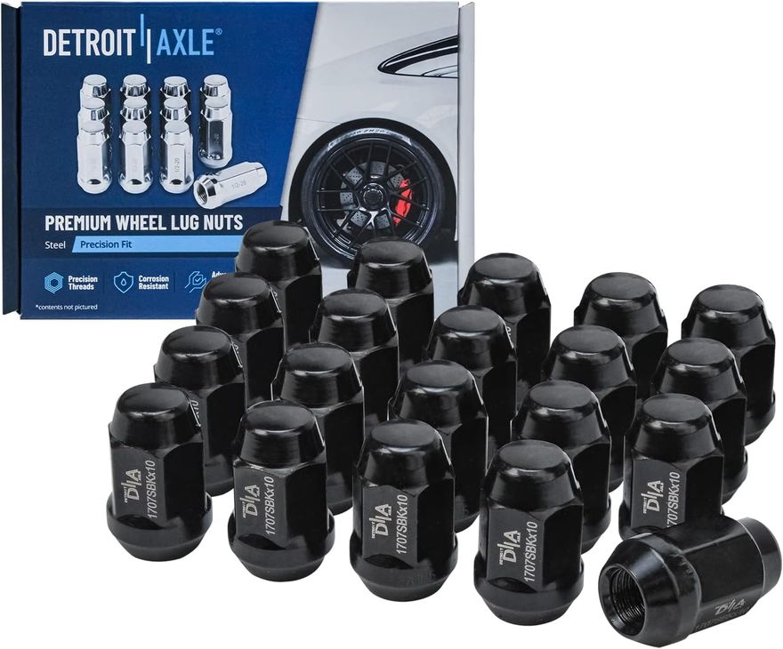 Black Wheel Lug Nut - 1707SBKx20