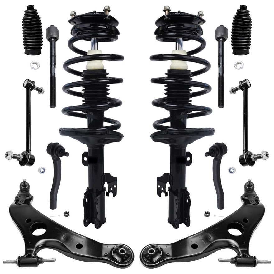 Front End Suspension Kit For 1998-2003 Toyota Sienna – Control Arms, Tie Rod Ends, Sway Bar Links (10pc)