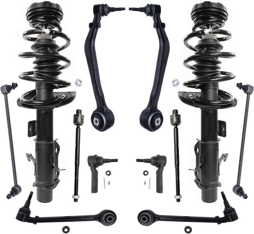 12pc Front Struts Lower Control Arms Sway Bar Links Tie Rods Suspension Kit