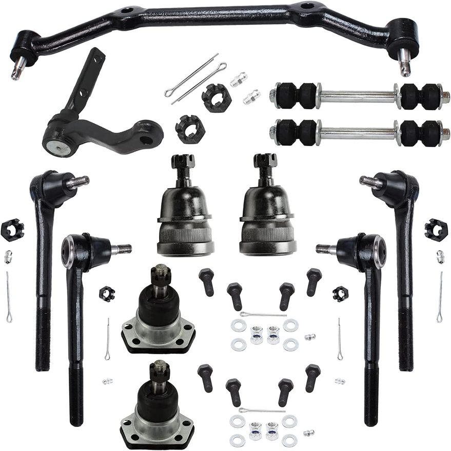 12pc Front Center Link Tie Rods Ball Joints Sway Bar Links