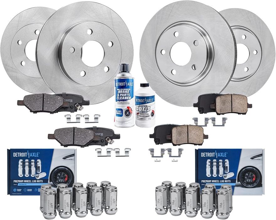 GAIASURGE Front Brake Rotors & Pads For Nissan Rogue 2008-2013 – Drilled & Slotted – Ceramic Pads