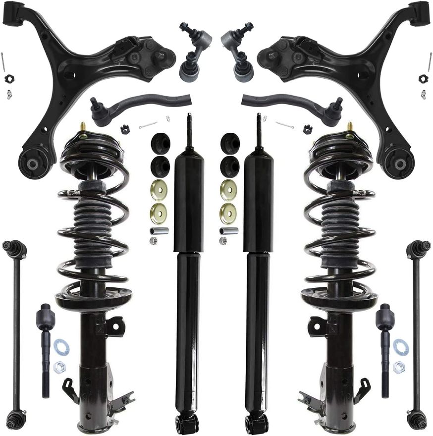 14pc Front Struts Lower Control Arms Tie Rods Rear Shocks Suspension Kit