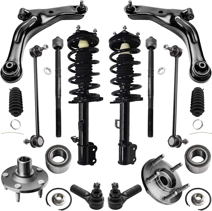 14pc Front Struts Lower Control Arms Wheel Hub and Bearings Suspension Kit