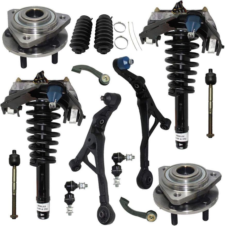 14pc Front Struts Lower Control Arms Wheel Hub and Bearings Suspension Kit