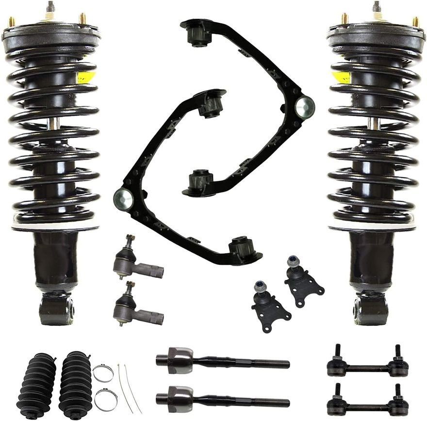 14pc Front Struts Upper Control Arms Tie Rods Sway Bar Links Suspension Kit