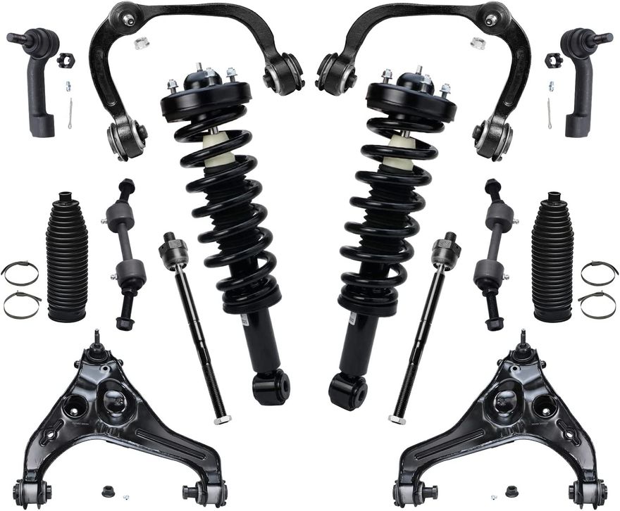 14pc Front Struts Control Arms Tie Rods Sway Bar Links Suspension Kit