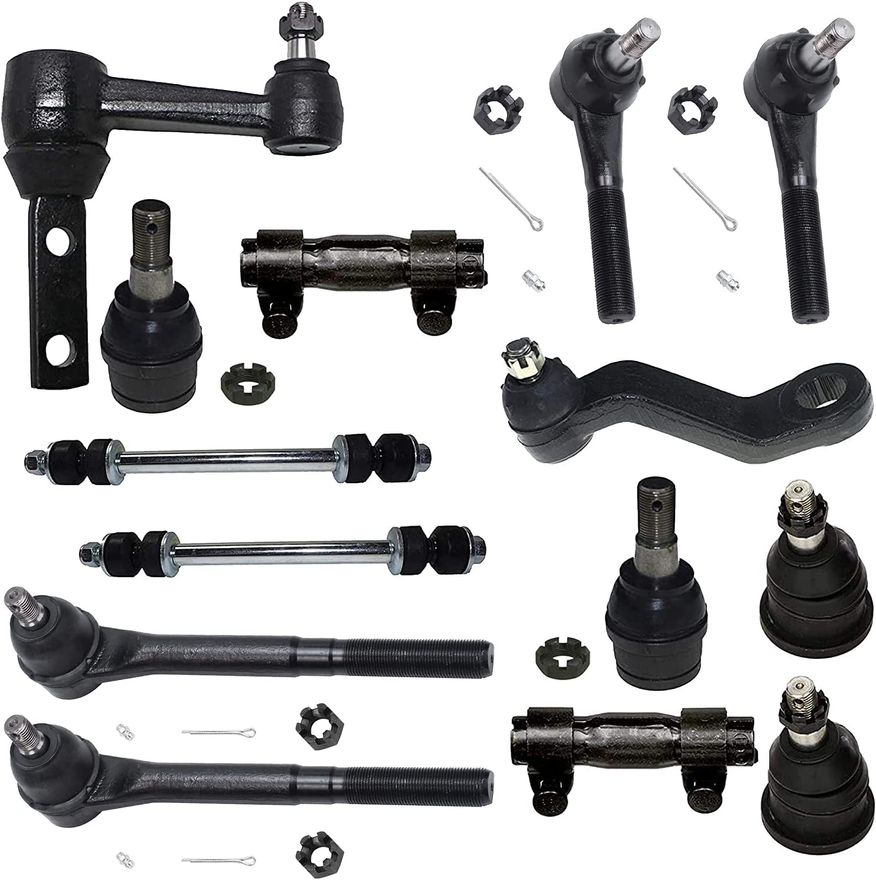 14pc Front Tie Rods Pitman and Idler Arm Sway Bar Links Suspension Kit