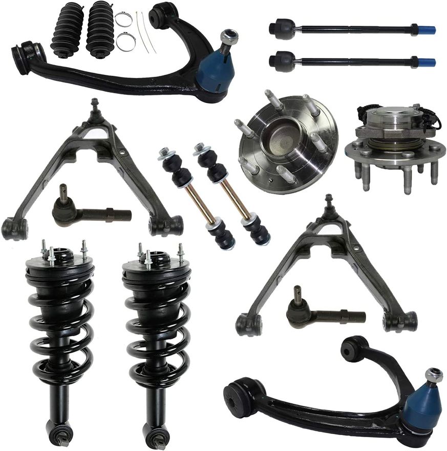 16pc Front Struts Wheel Hub and Bearings Control Arms Tie Rods Suspension Kit