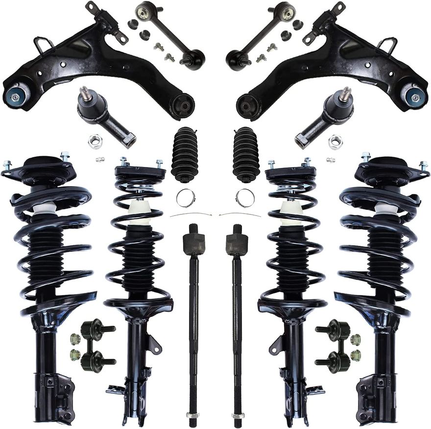 16pc Front & Rear Struts Lower Control Arms Sway Bar Links Suspension Kit