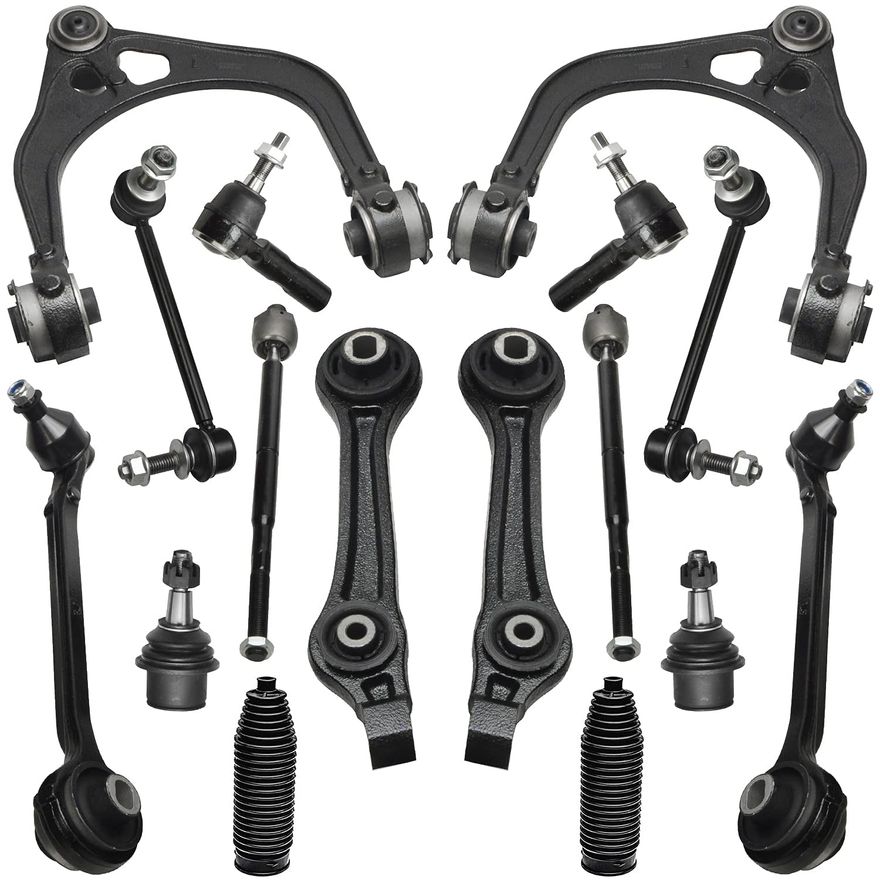 16pc Front Upper Lower Control Arms Ball Joints Sway Bar Links